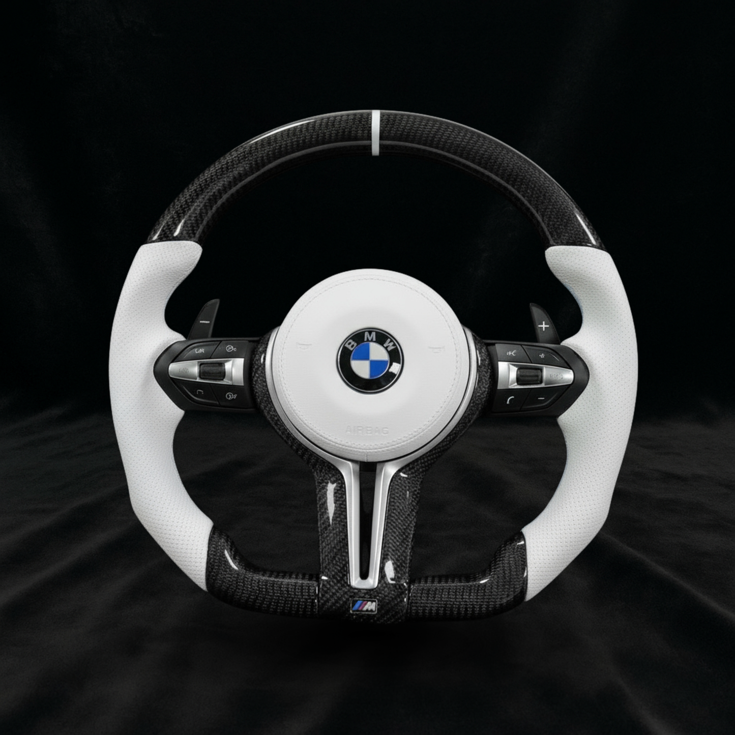 BMW F30/F31 Carbon Ratt Med Hvitt Skinn