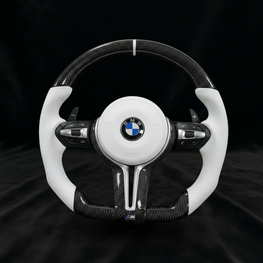 BMW F30/F31 Carbon Ratt Med Hvitt Skinn