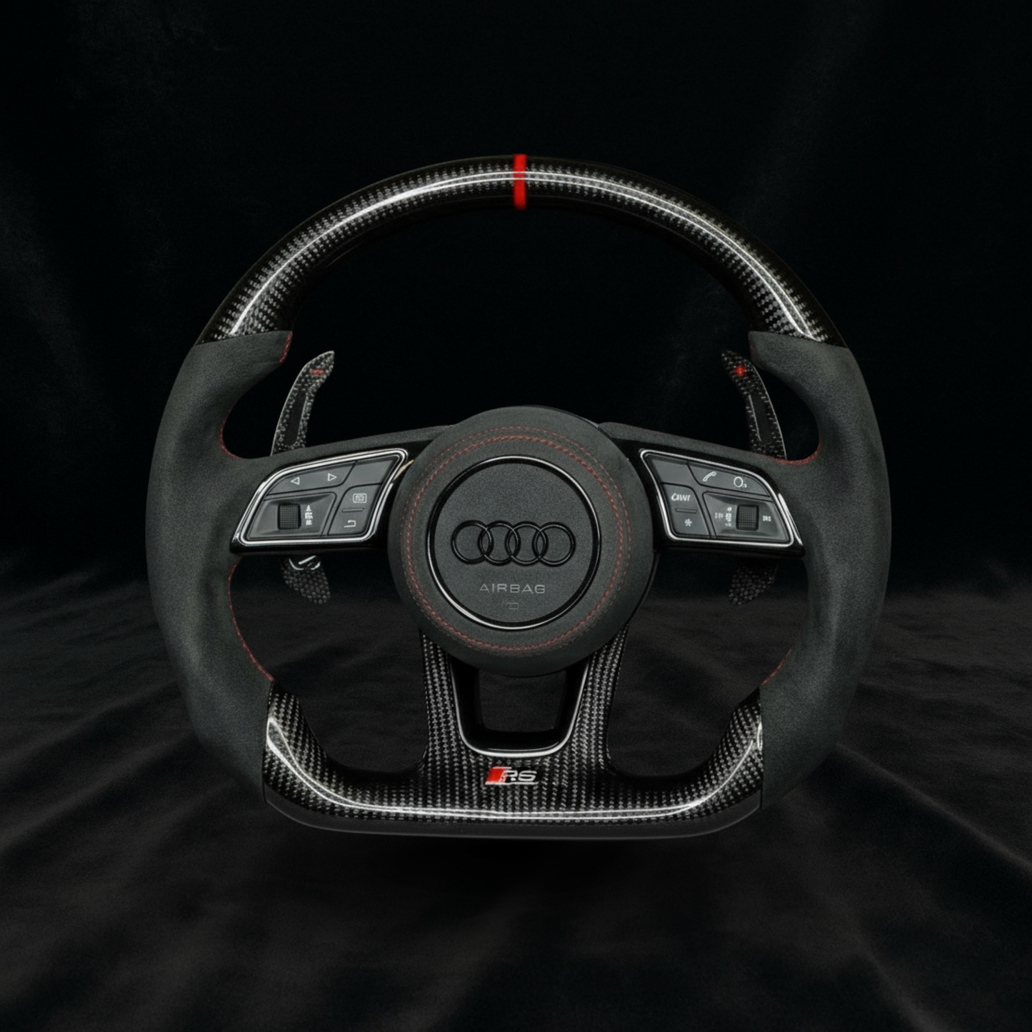 Audi RS B9 Carbon & Alcantara ratt med Røde Detaljer