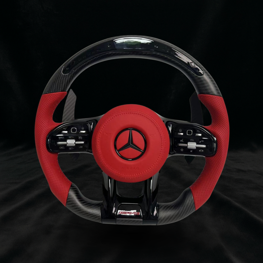 Mercedes AMG Matt Carbon & Rødt Skinn